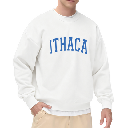 Ithaca Retro Varsity College Letter Style Crewneck Sweatshirt