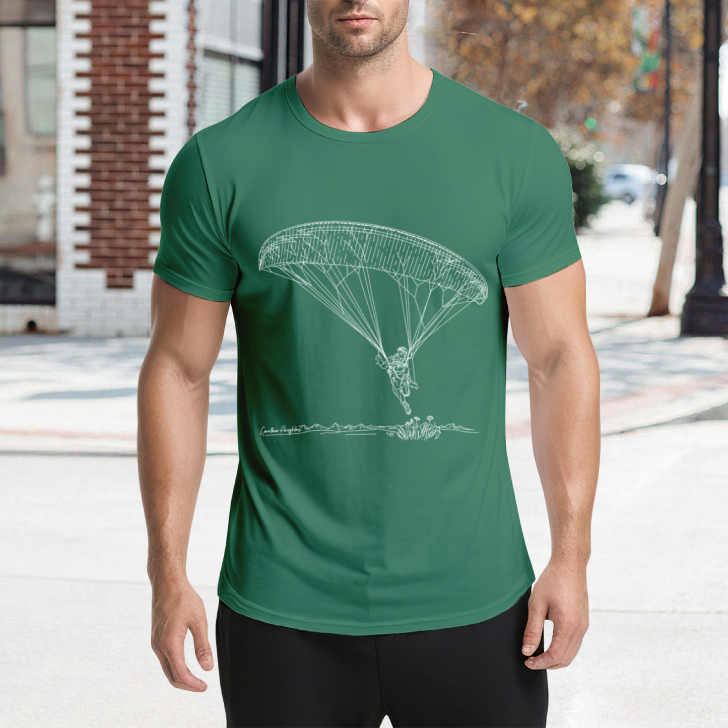 Hand-Drawn Paragliding Outdoor Sports Enthusiast T-Shirt