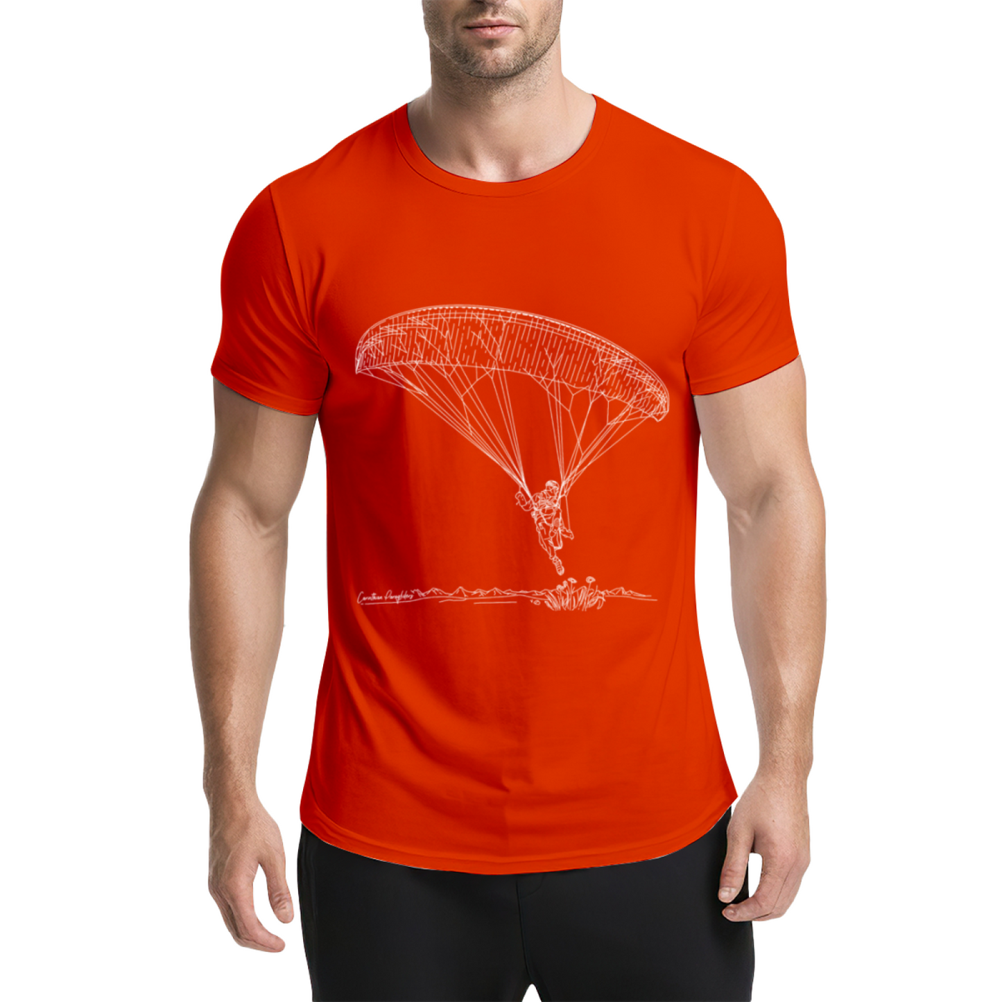 Hand-Drawn Paragliding Outdoor Sports Enthusiast T-Shirt