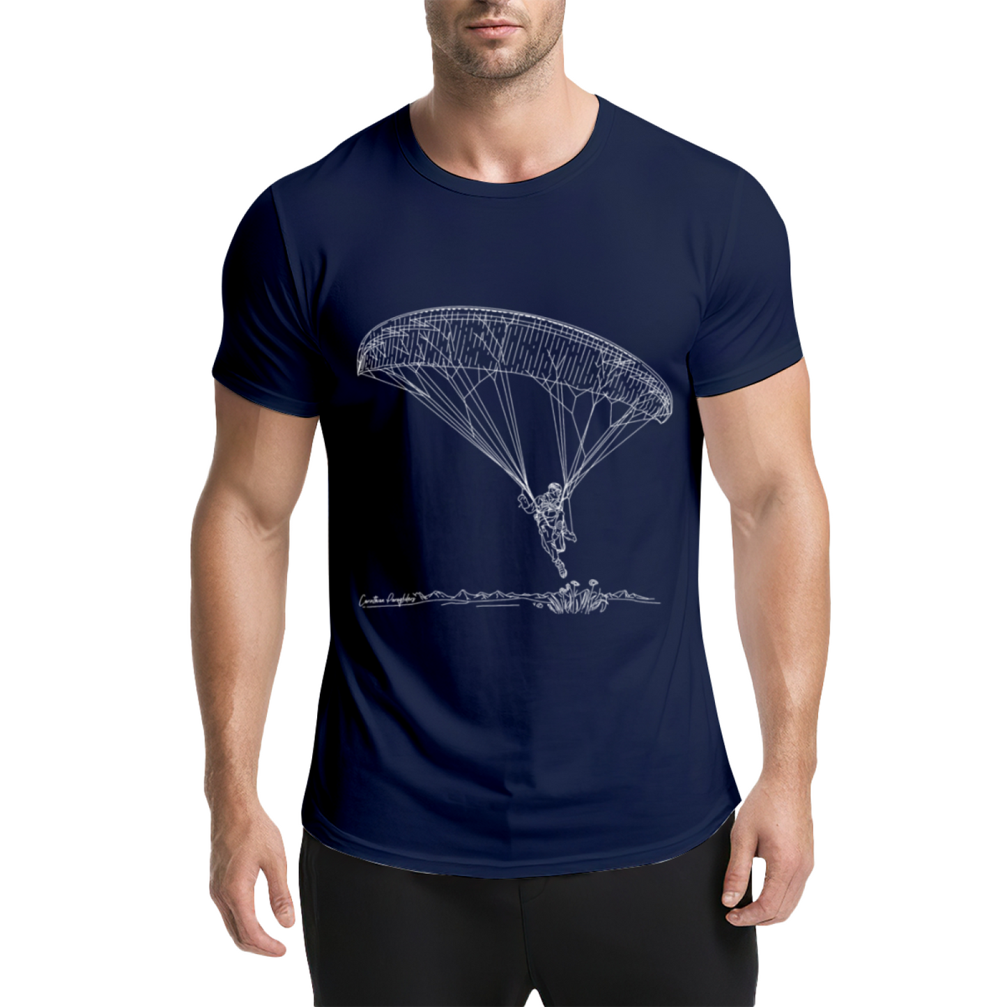 Hand-Drawn Paragliding Outdoor Sports Enthusiast T-Shirt