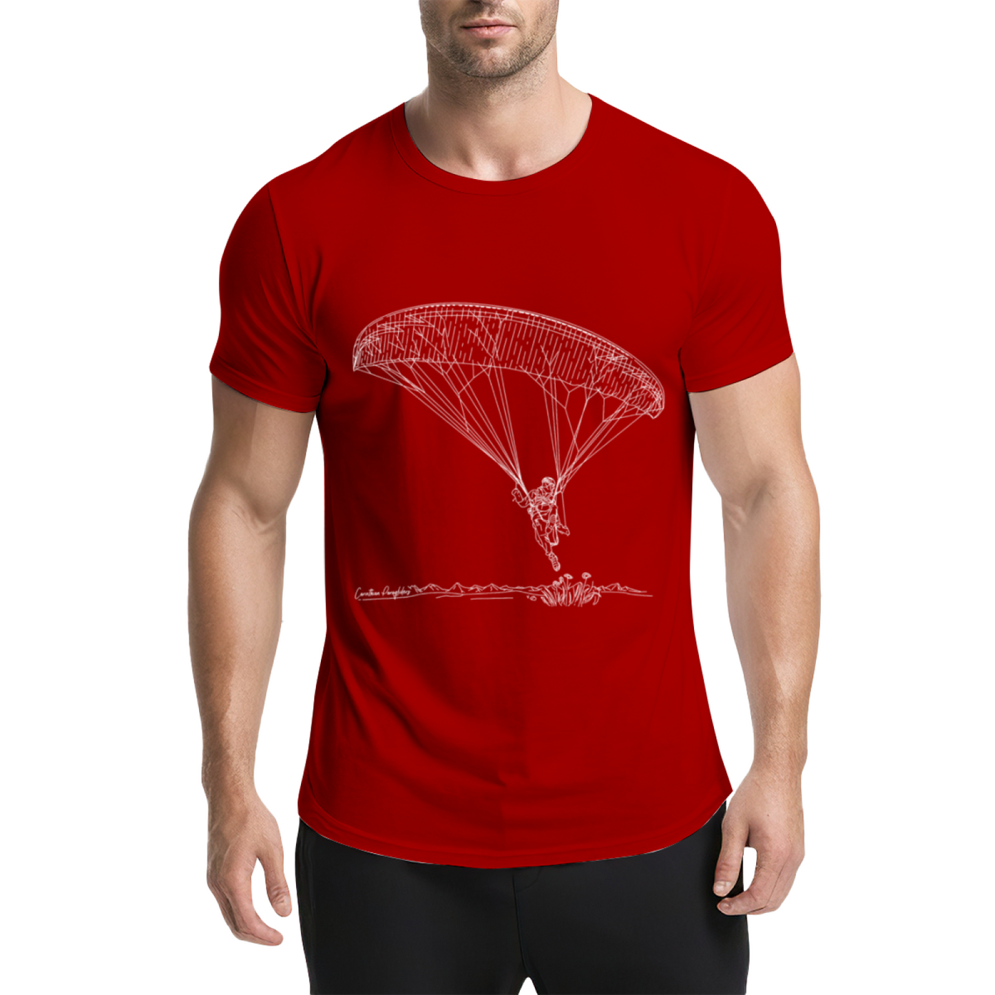 Hand-Drawn Paragliding Outdoor Sports Enthusiast T-Shirt