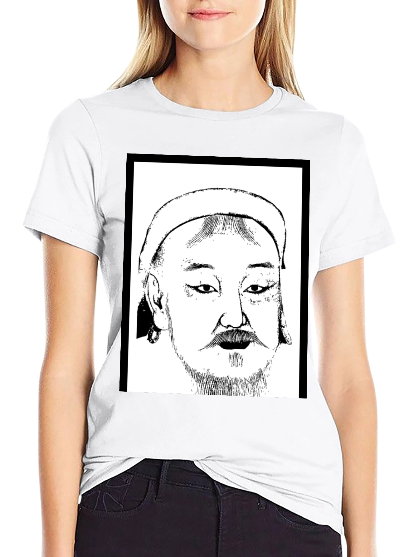 Genghis Khan T-Shirt - Black Cotton Graphic Tee
