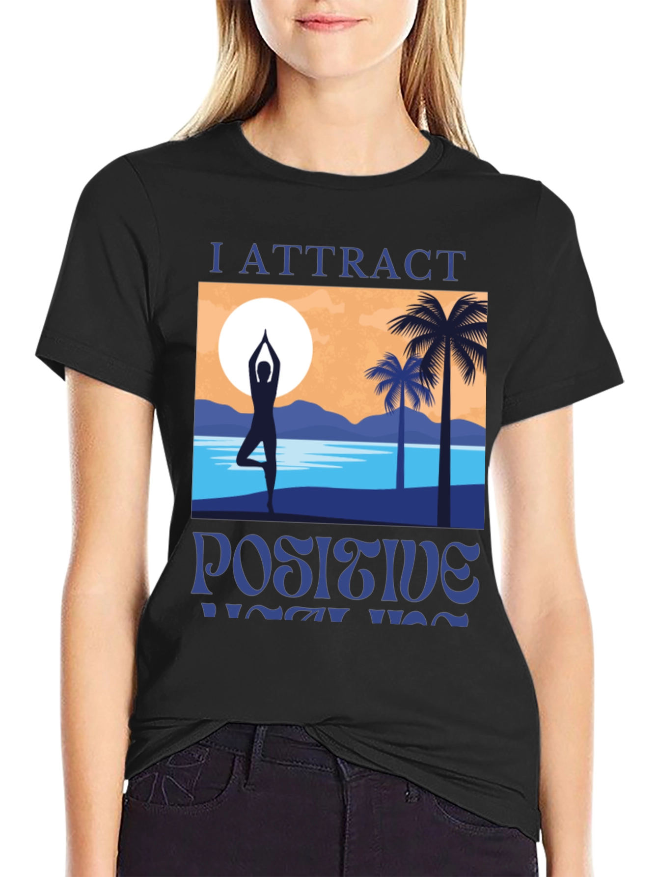 I Attract Positive Yoga Vibes Graphic T-Shirt