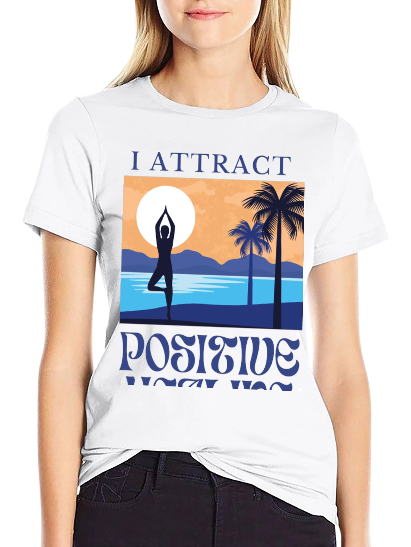 I Attract Positive Yoga Vibes Graphic T-Shirt