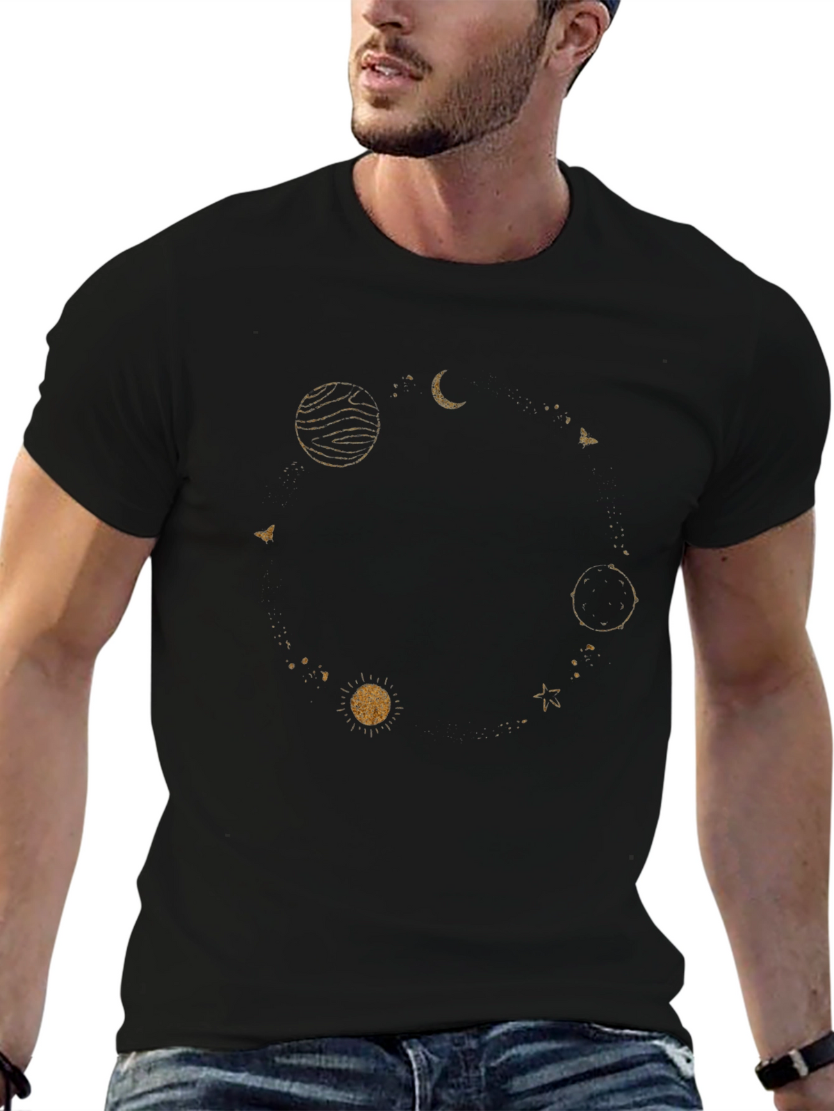 Celestial Orbit Graphic T-Shirt - Black