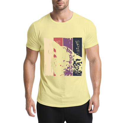 Retro Vintage Howling Wolf Color Block T-Shirt