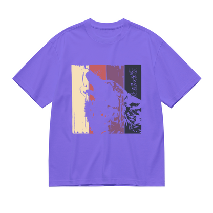Retro Vintage Howling Wolf Color Block T-Shirt