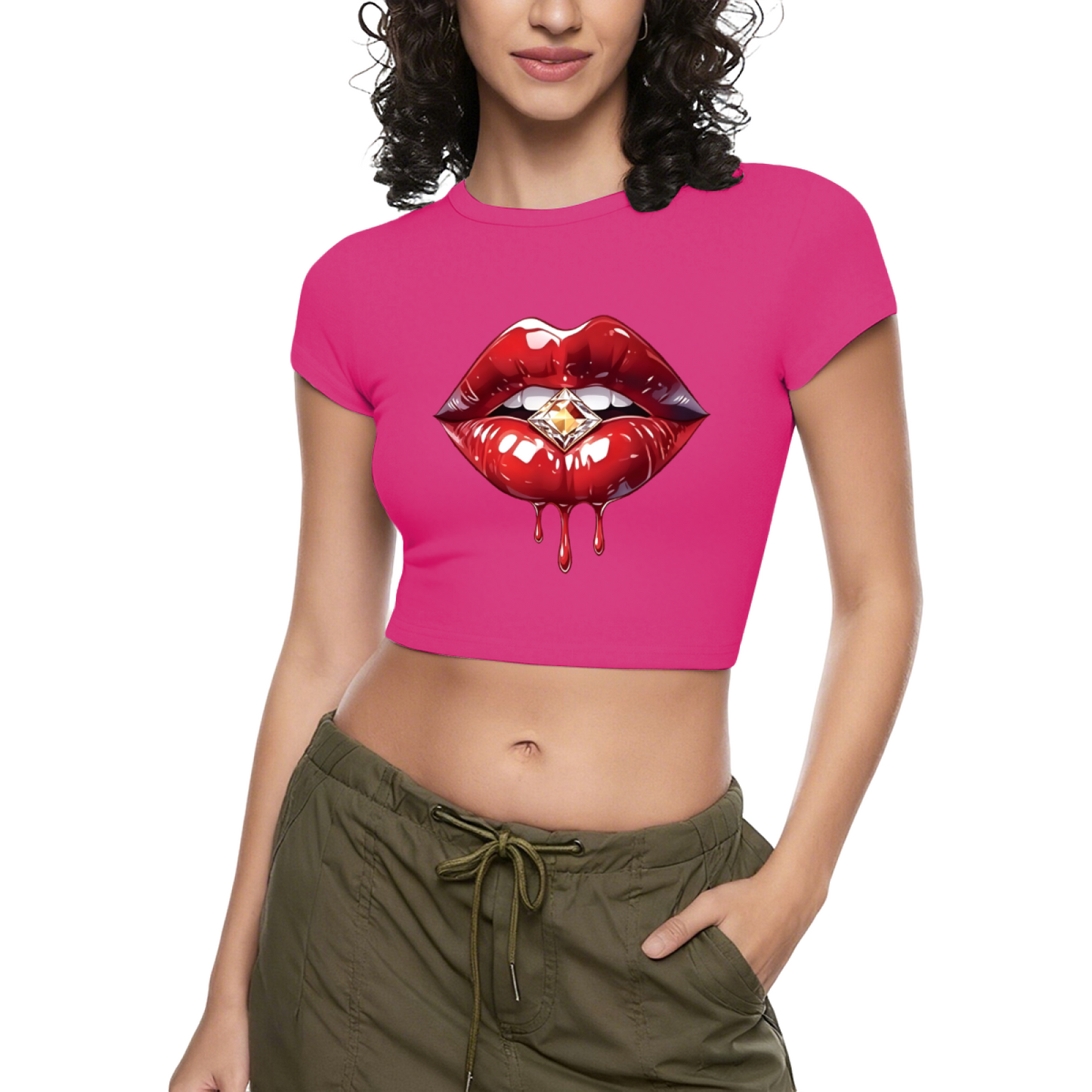 Funny Flamingo TA DA Quote Hot Pink Crop Tee