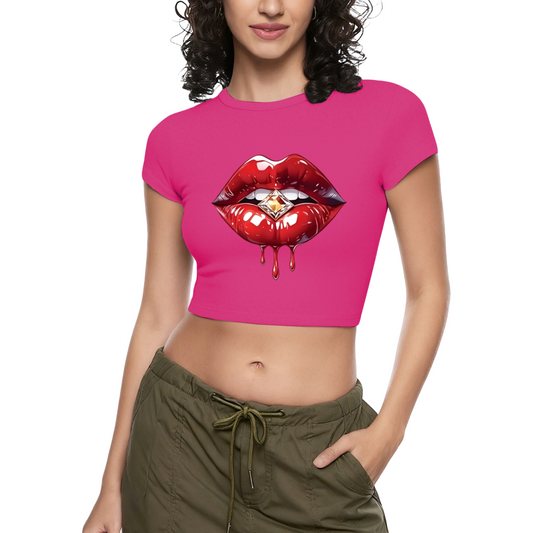 Funny Flamingo TA DA Quote Hot Pink Crop Tee