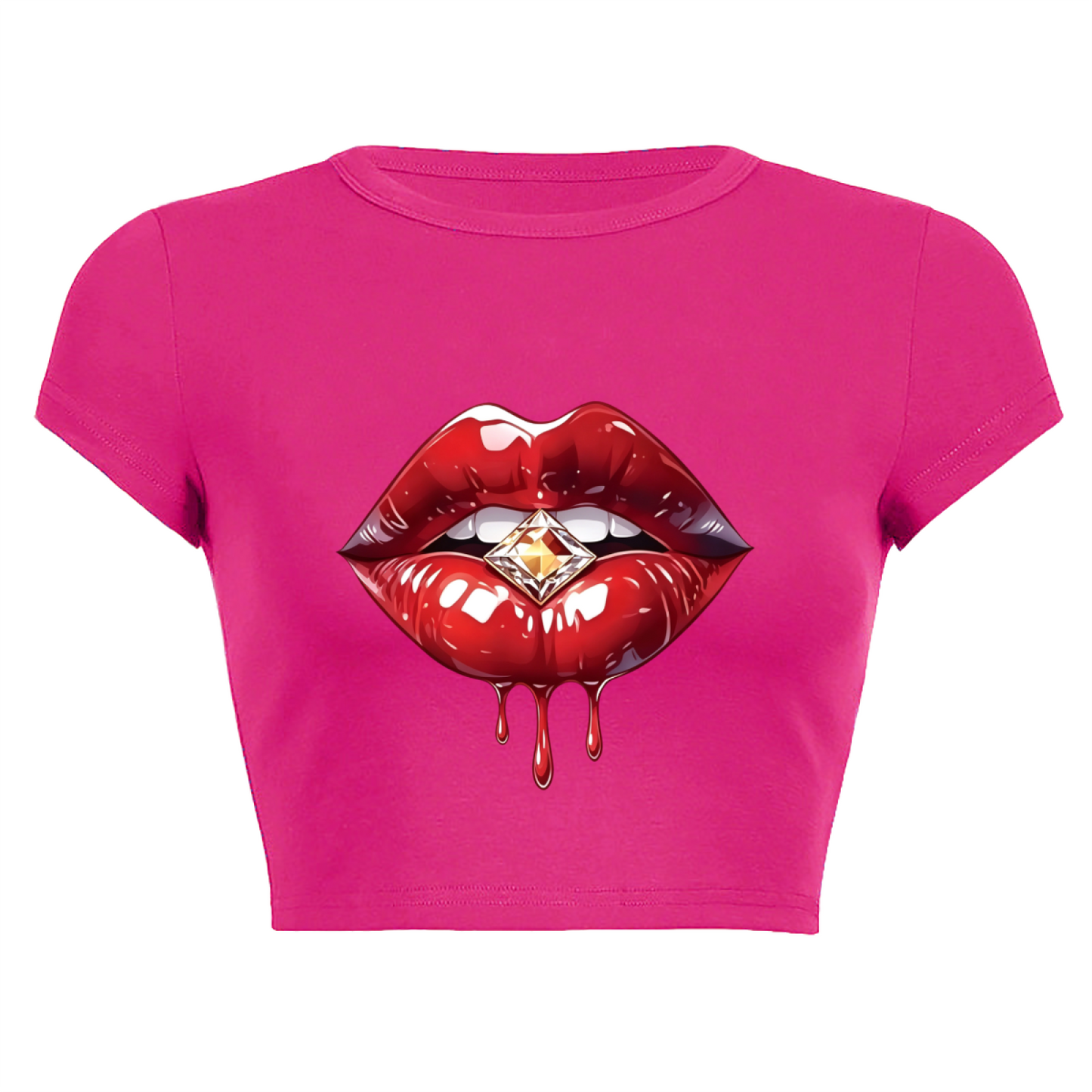 Funny Flamingo TA DA Quote Hot Pink Crop Tee