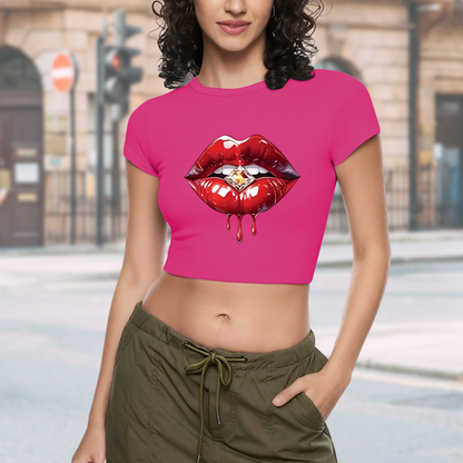 Funny Flamingo TA DA Quote Hot Pink Crop Tee