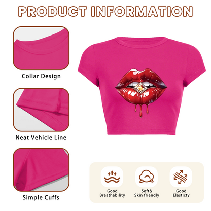 Funny Flamingo TA DA Quote Hot Pink Crop Tee