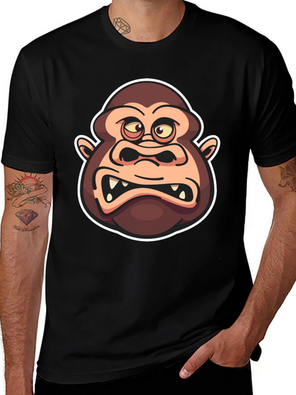 Cartoon Gorilla Graphic Black T-Shirt