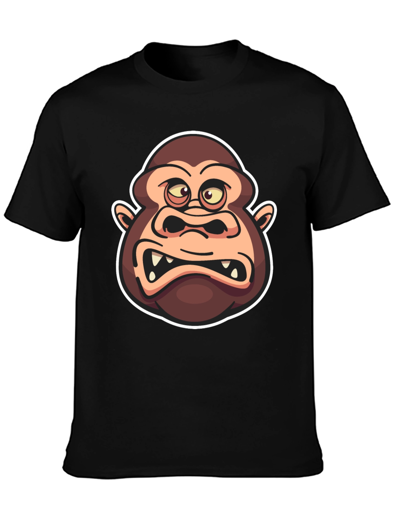 Cartoon Gorilla Graphic Black T-Shirt