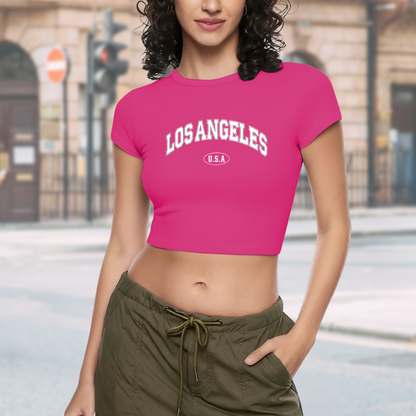 Retro Los Angeles California Varsity Black Crop Top