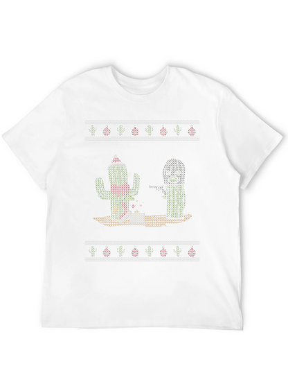 Cactus Christmas Pattern T-Shirt