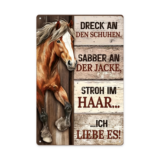 Country Horse German Farm Love Vintage Metal Wall Sign