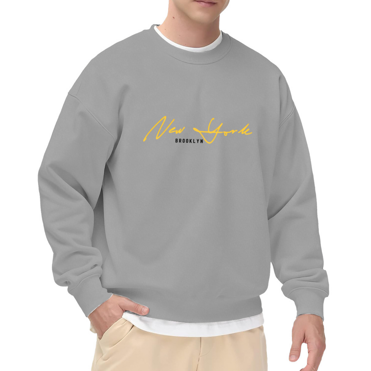 New York Brooklyn Cursive Minimal City Crewneck Sweatshirt