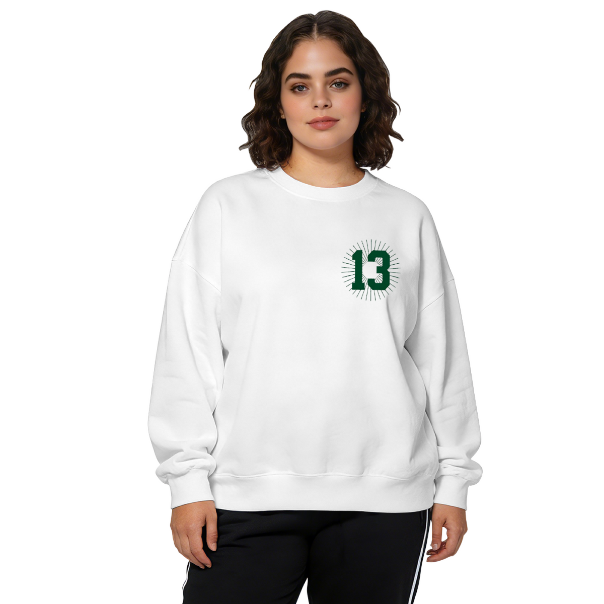 Minimal Radiant Number 13 Graphic Crewneck Sweatshirt