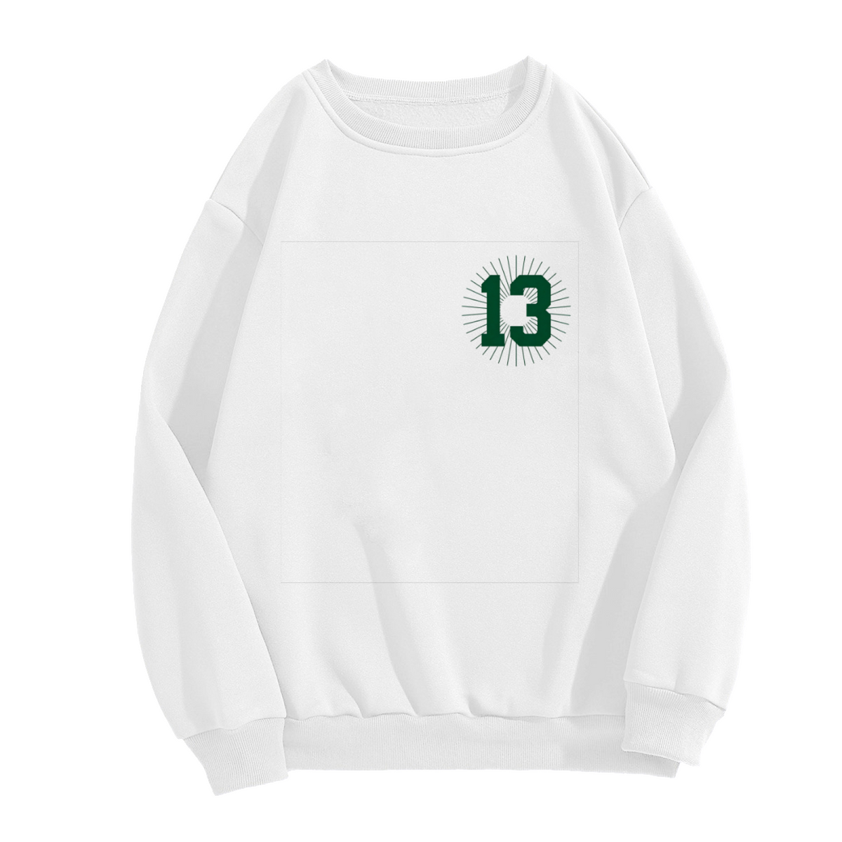 Minimal Radiant Number 13 Graphic Crewneck Sweatshirt