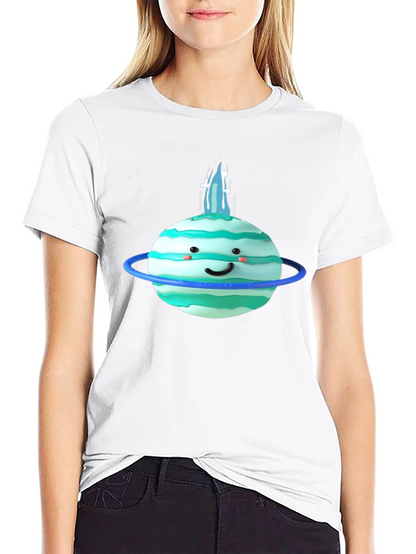 Cute Planet Graphic Tee - Black Cotton T-Shirt