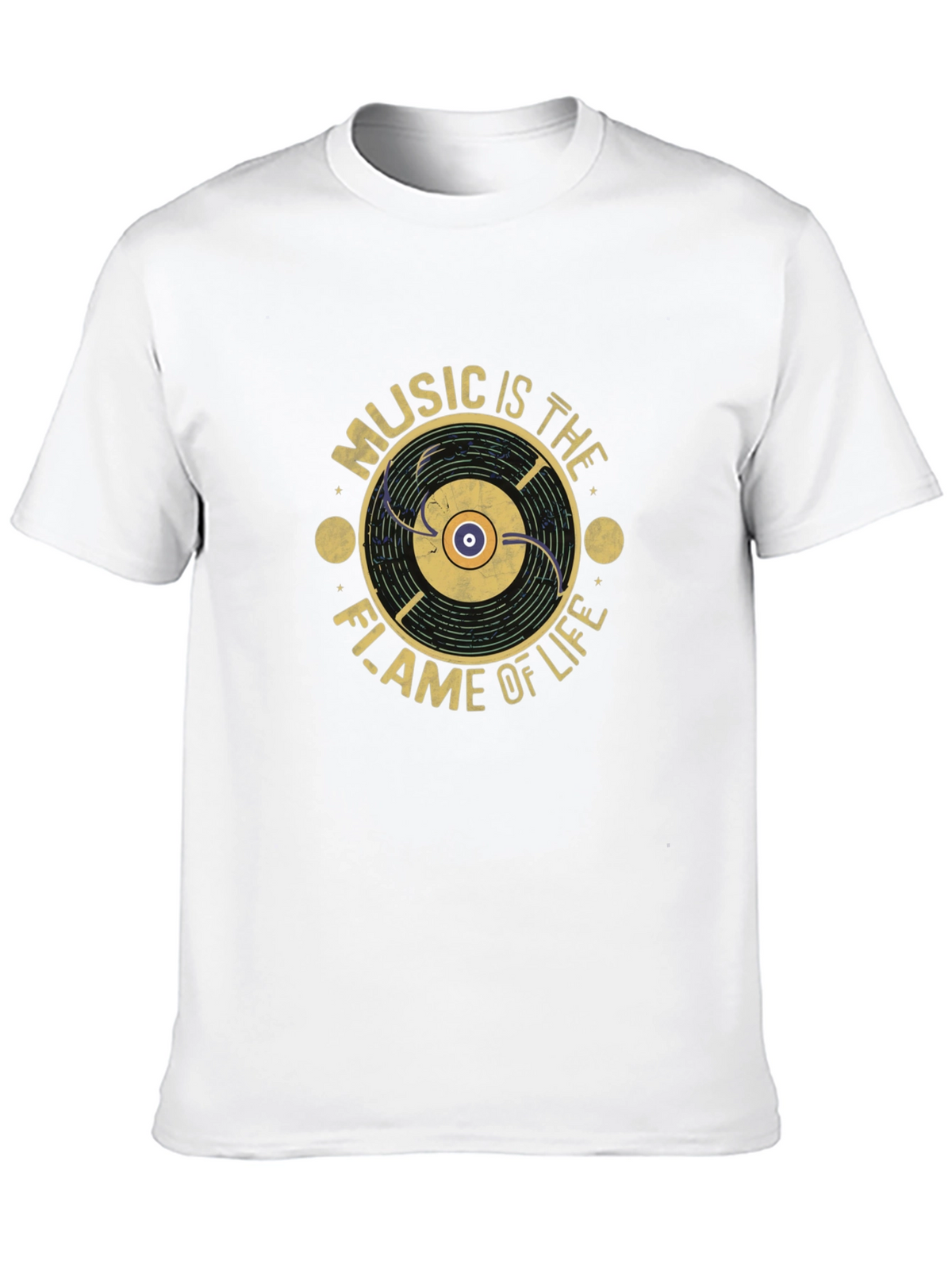 Music is The Flame of Life T-Shirt - Black