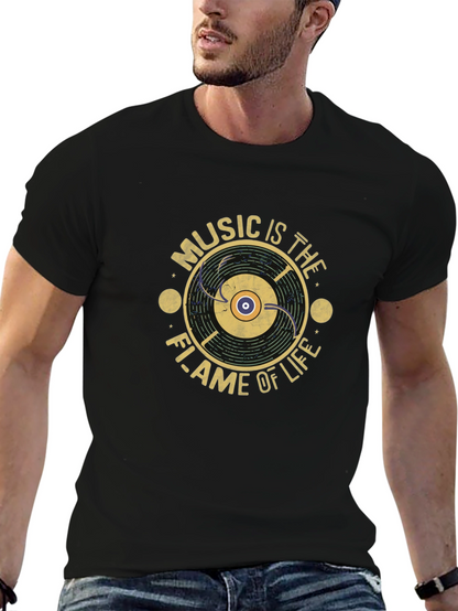 Music is The Flame of Life T-Shirt - Black