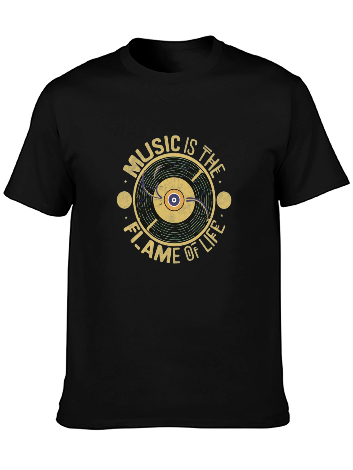 Music is The Flame of Life T-Shirt - Black