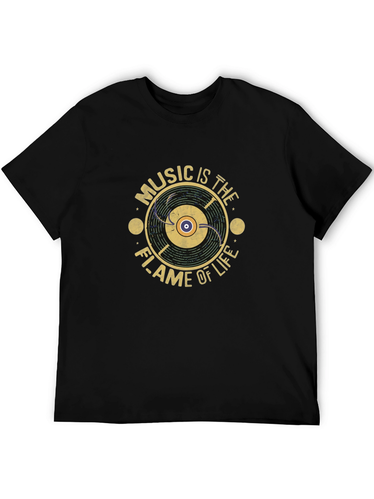 Music is The Flame of Life T-Shirt - Black