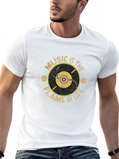 Music is The Flame of Life T-Shirt - Black