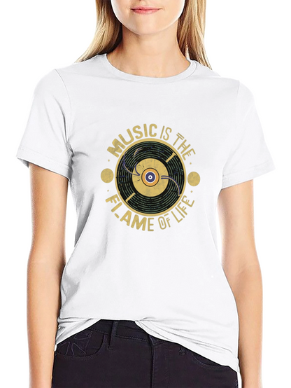 Music is The Flame of Life T-Shirt - Black