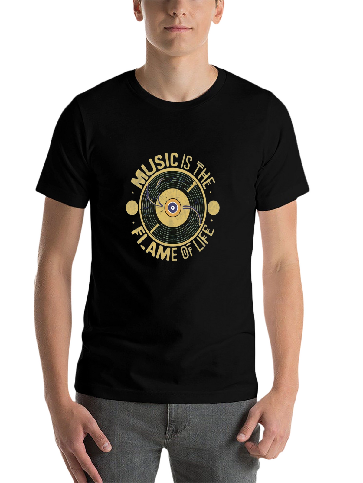 Music is The Flame of Life T-Shirt - Black
