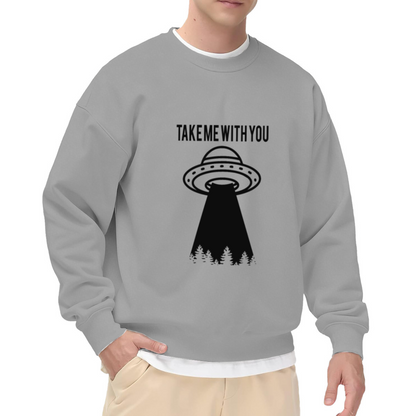 Take Me With You UFO Alien Abduction Outer Space Theme Crewneck Sweatshirt