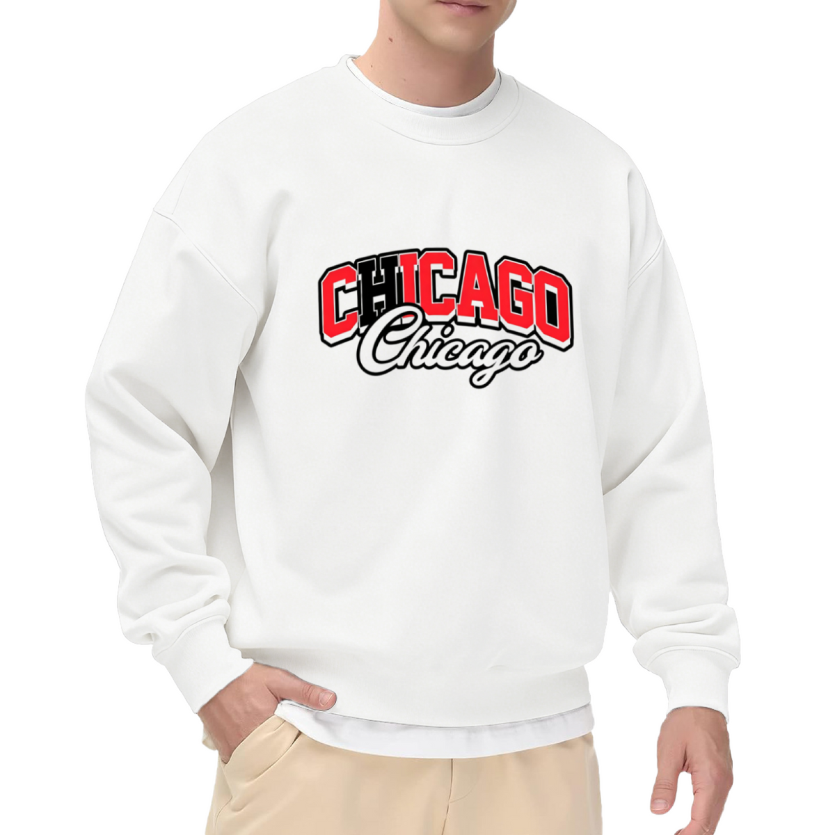 Double Chicago Retro Script Graphic Crewneck Sweatshirt