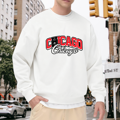 Double Chicago Retro Script Graphic Crewneck Sweatshirt
