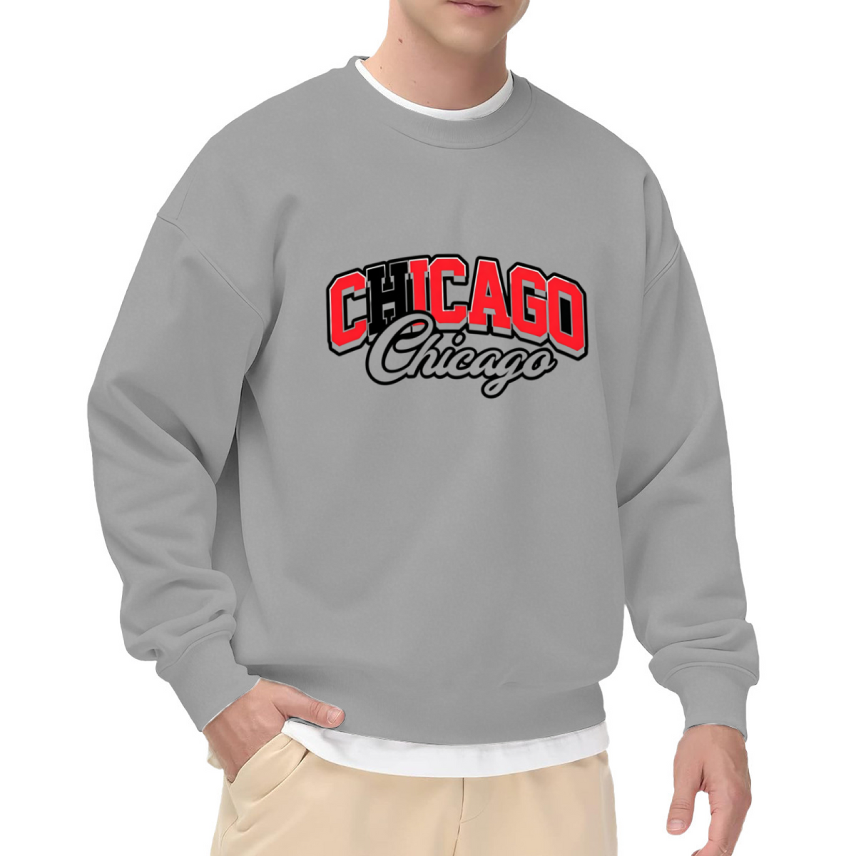 Double Chicago Retro Script Graphic Crewneck Sweatshirt