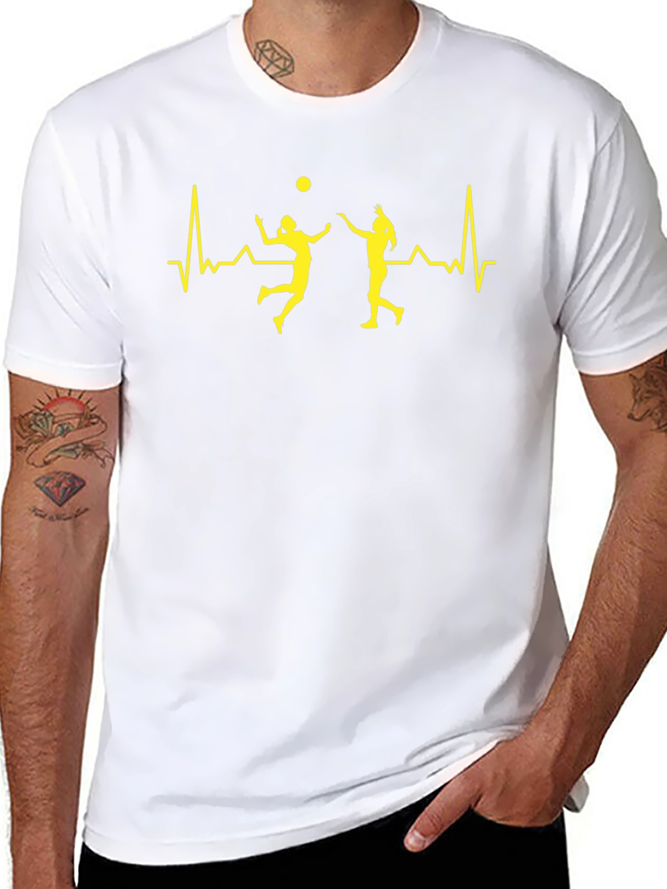 Volleyball Heartbeat Graphic Tee - Black