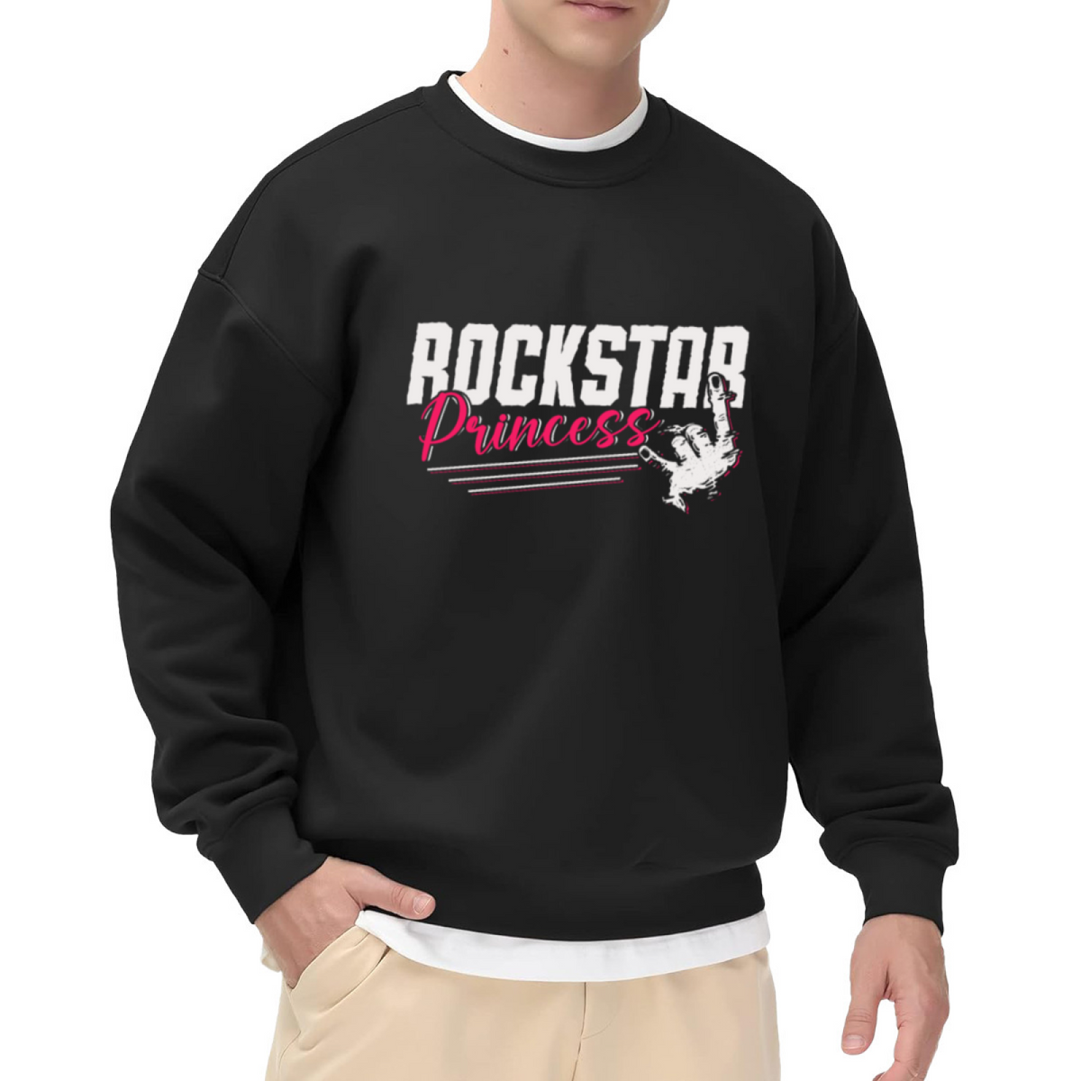 Rockstar Princess Rock And Roll Hand Gesture Crewneck Sweatshirt