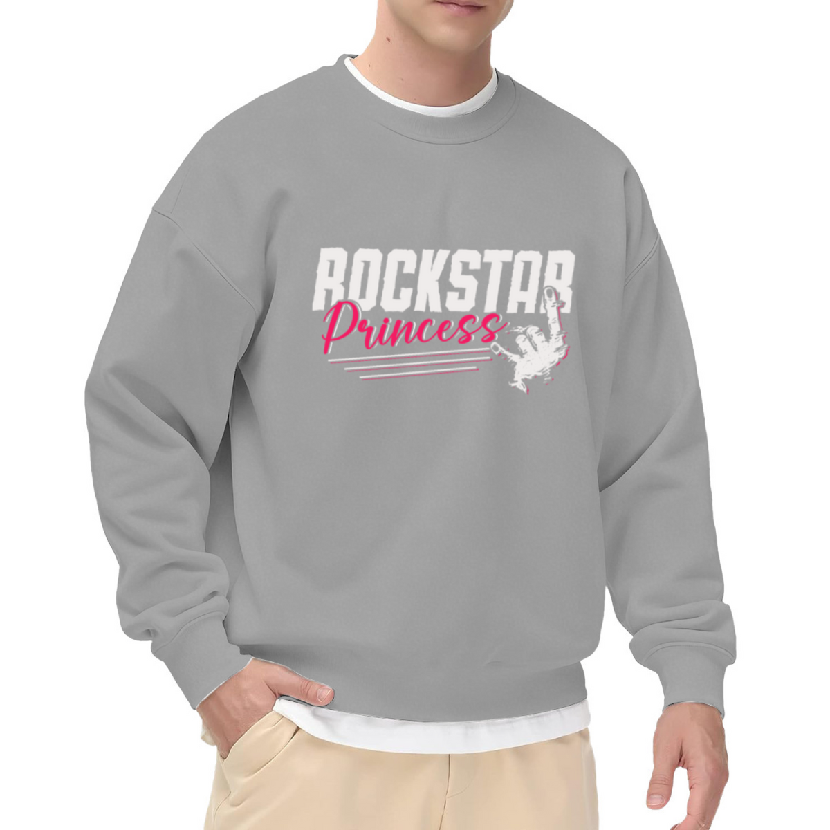 Rockstar Princess Rock And Roll Hand Gesture Crewneck Sweatshirt