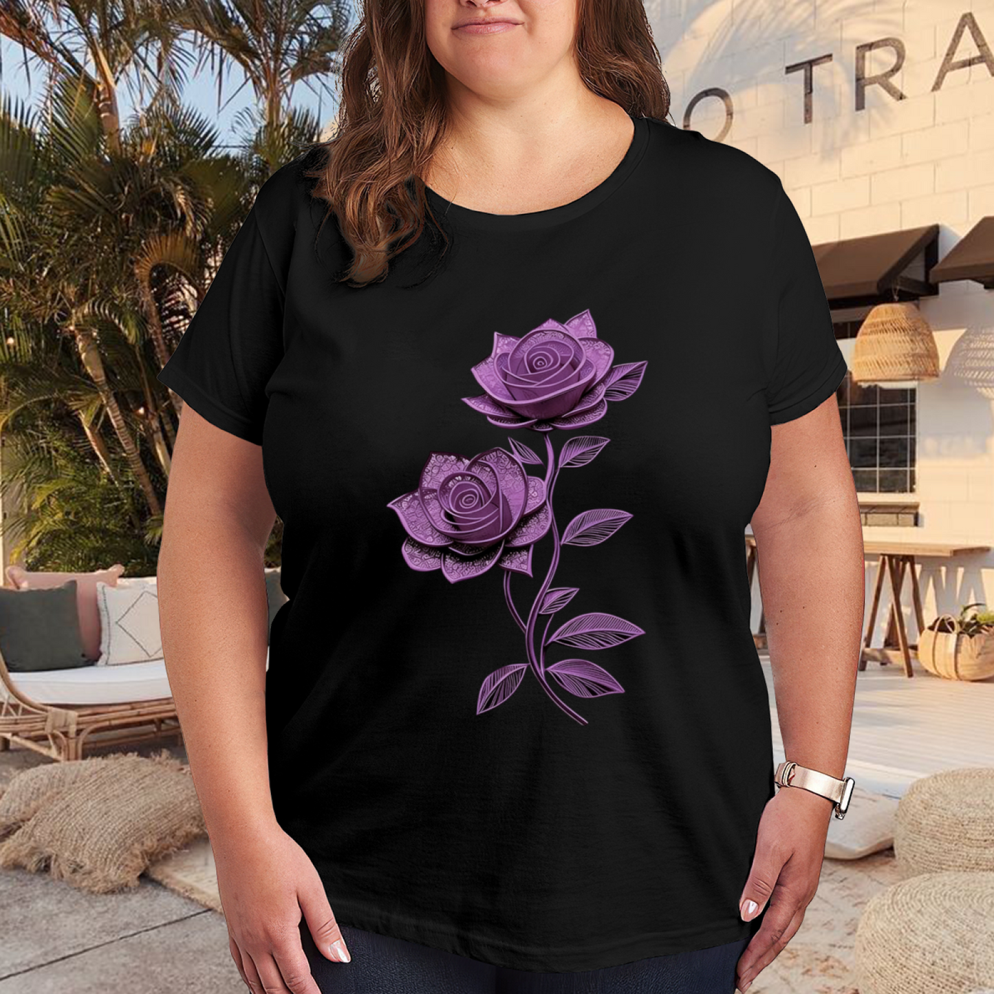 Dreamy Pink Gold Glitter Butterflies Sparkle Women Tee