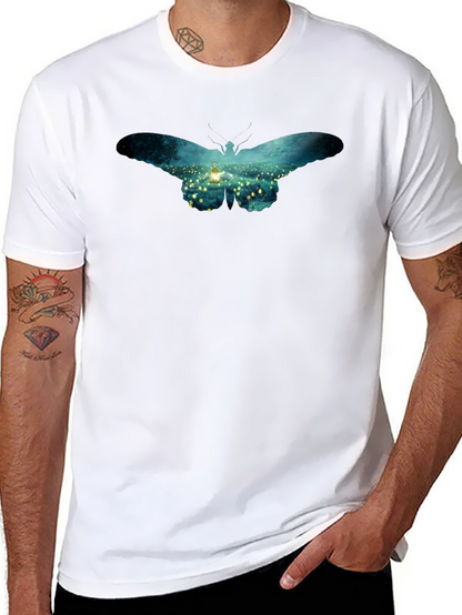 Butterfly Lantern Print Black T-Shirt