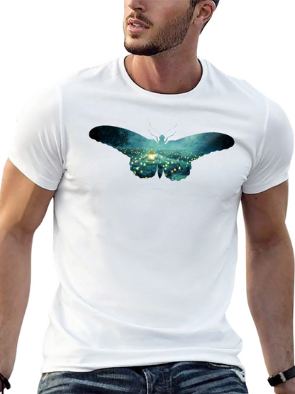 Butterfly Lantern Print Black T-Shirt