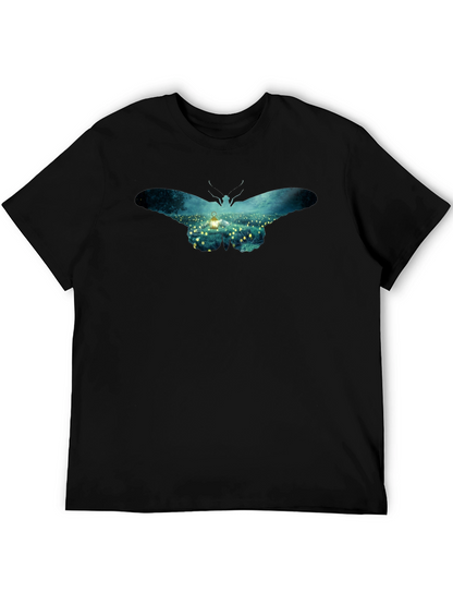 Butterfly Lantern Print Black T-Shirt