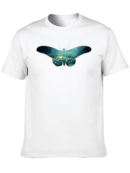 Butterfly Lantern Print Black T-Shirt