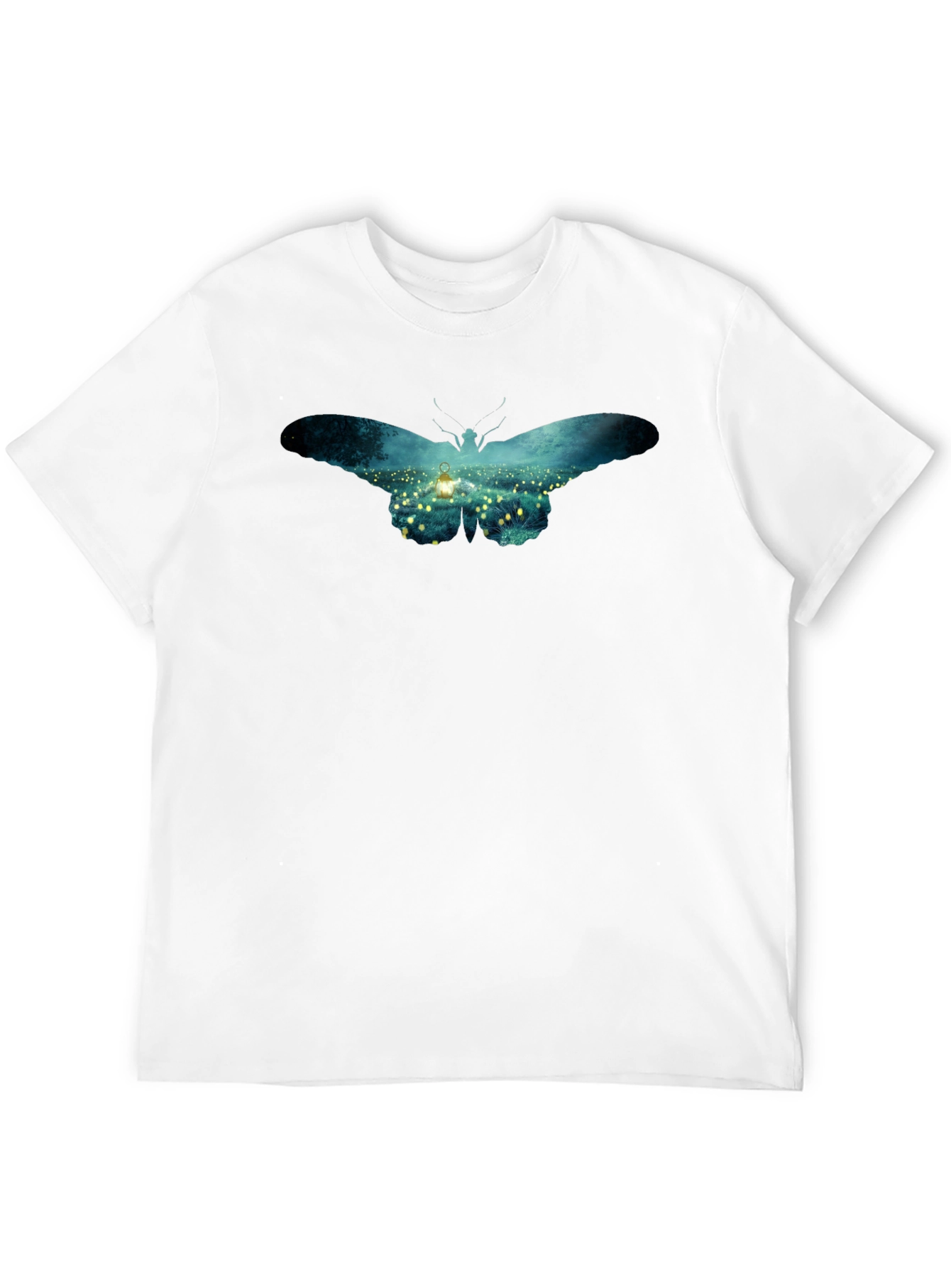 Butterfly Lantern Print Black T-Shirt