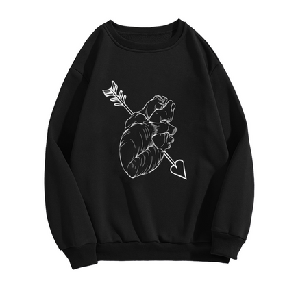 Arrow Pierced Anatomical Heart Art Crewneck Sweatshirt, Dark Art Romantic Graphic Pullover