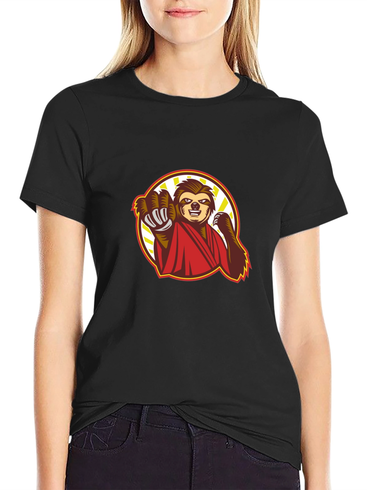 Sloth Karate Black T-Shirt