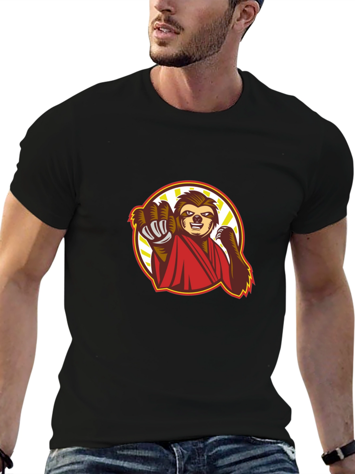 Sloth Karate Black T-Shirt