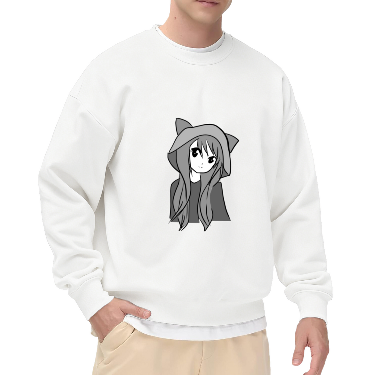 Anime Cat Girl Cute Manga Character Crewneck Sweatshirt