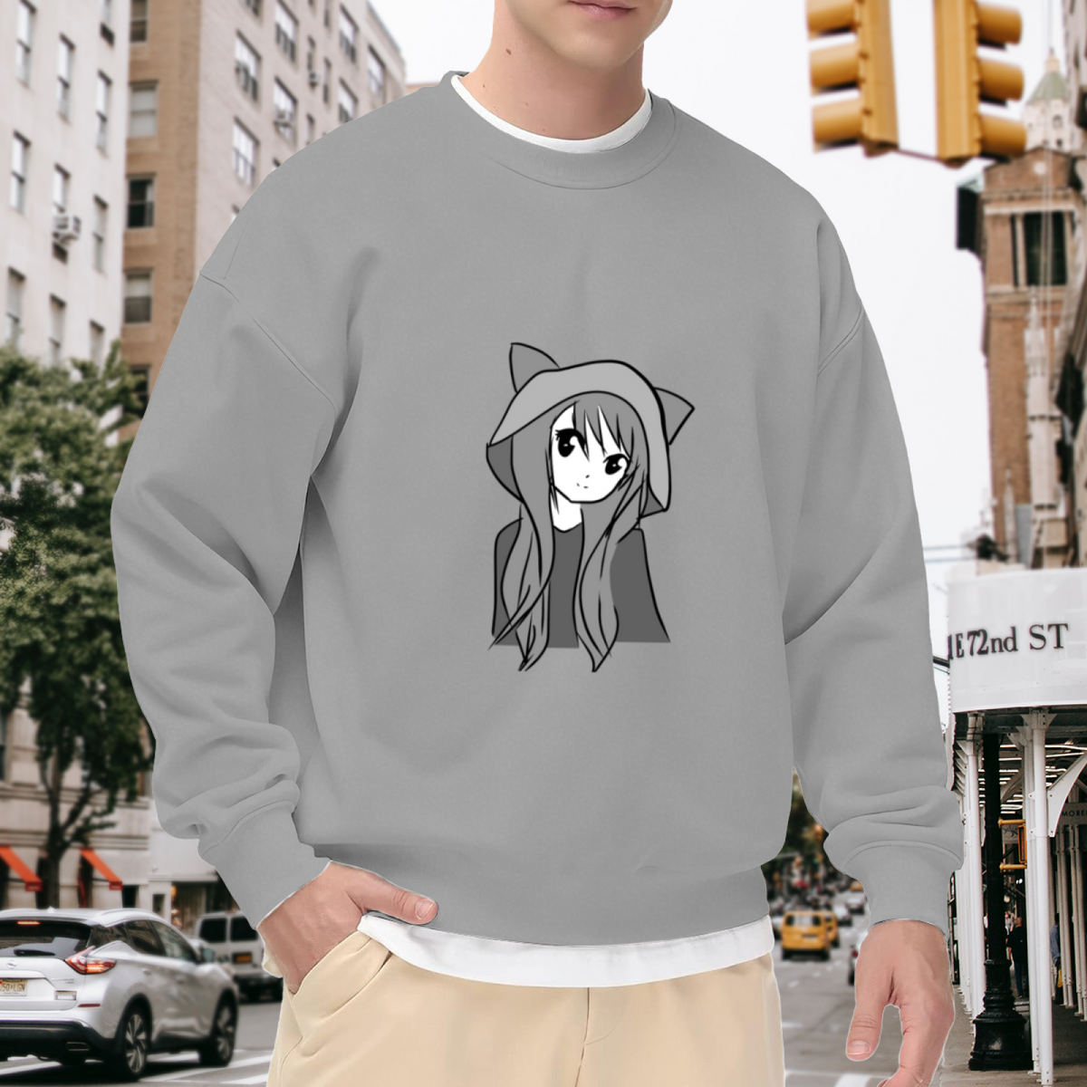 Anime Cat Girl Cute Manga Character Crewneck Sweatshirt